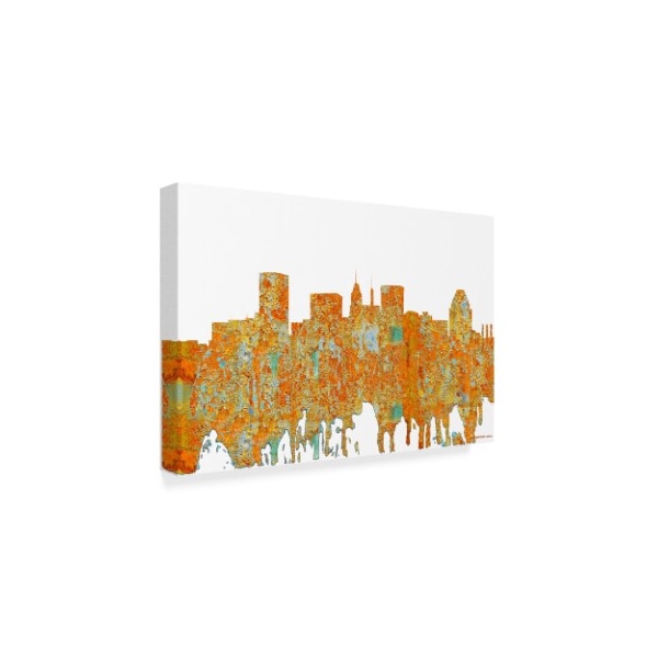 Marlene Watson 'Baltimore Maryland Skyline Rust' Canvas Art,22x32